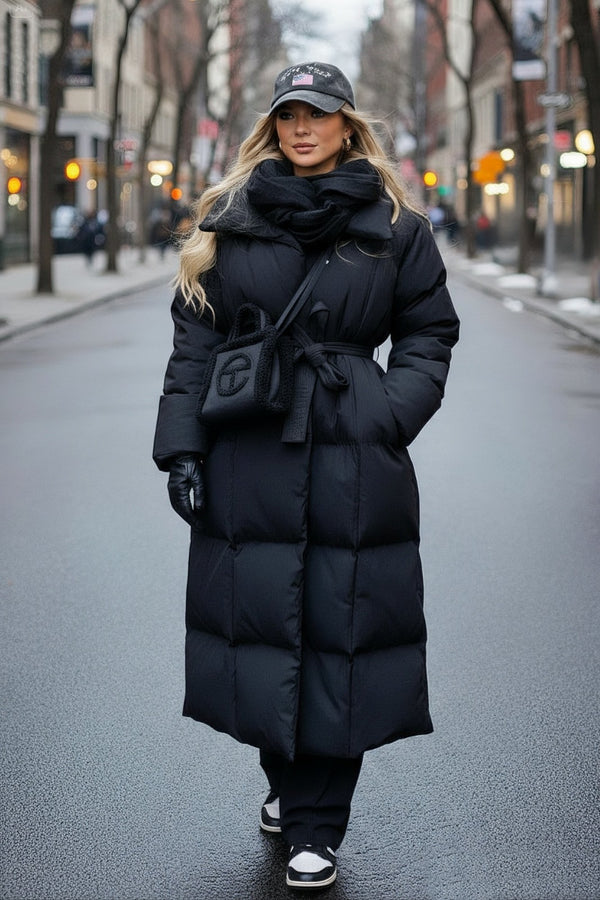 Dame Vinterjakke lang let Oversized look - Sort